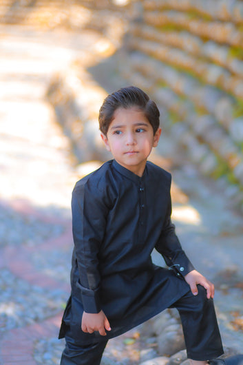 Royal Black Cotton Shalwar Kameez