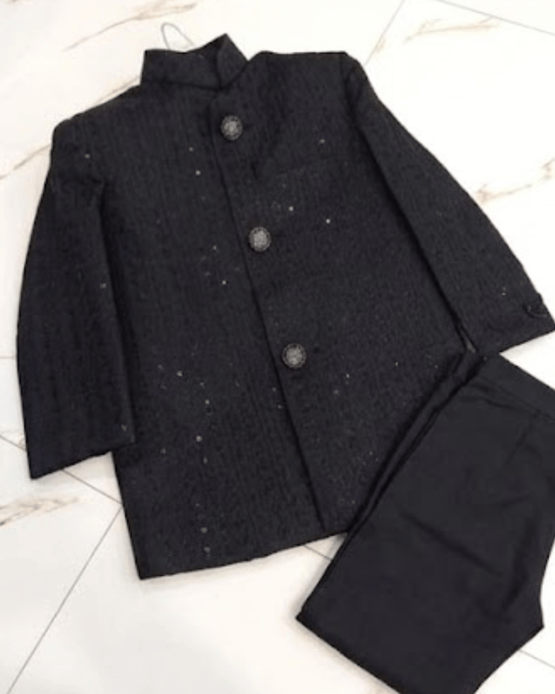 Night Black Mesuri Embroidered Sherwani with Trouser – Premium Embroidered Fabric