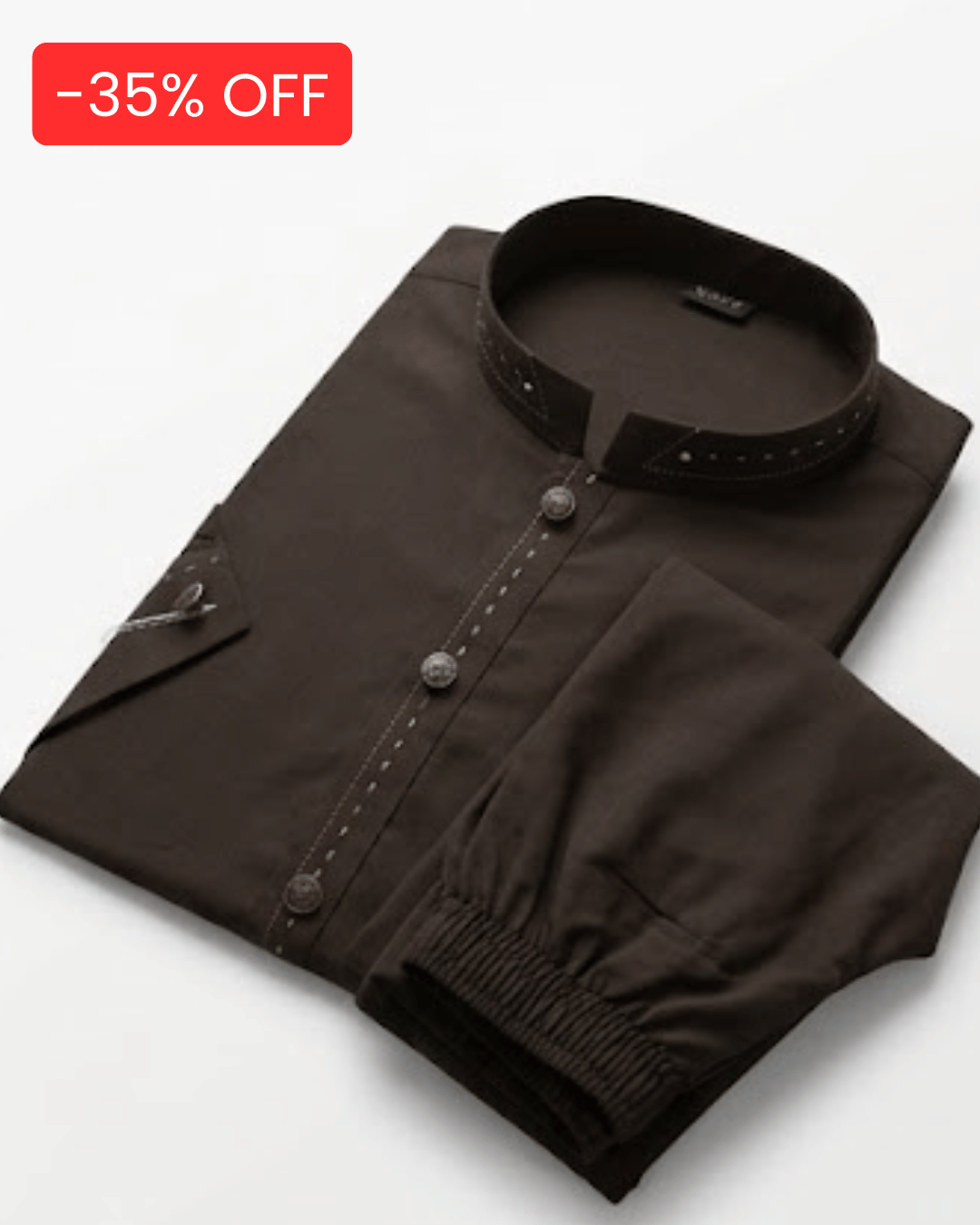 boys dark brown boski kurta trouser set for kids