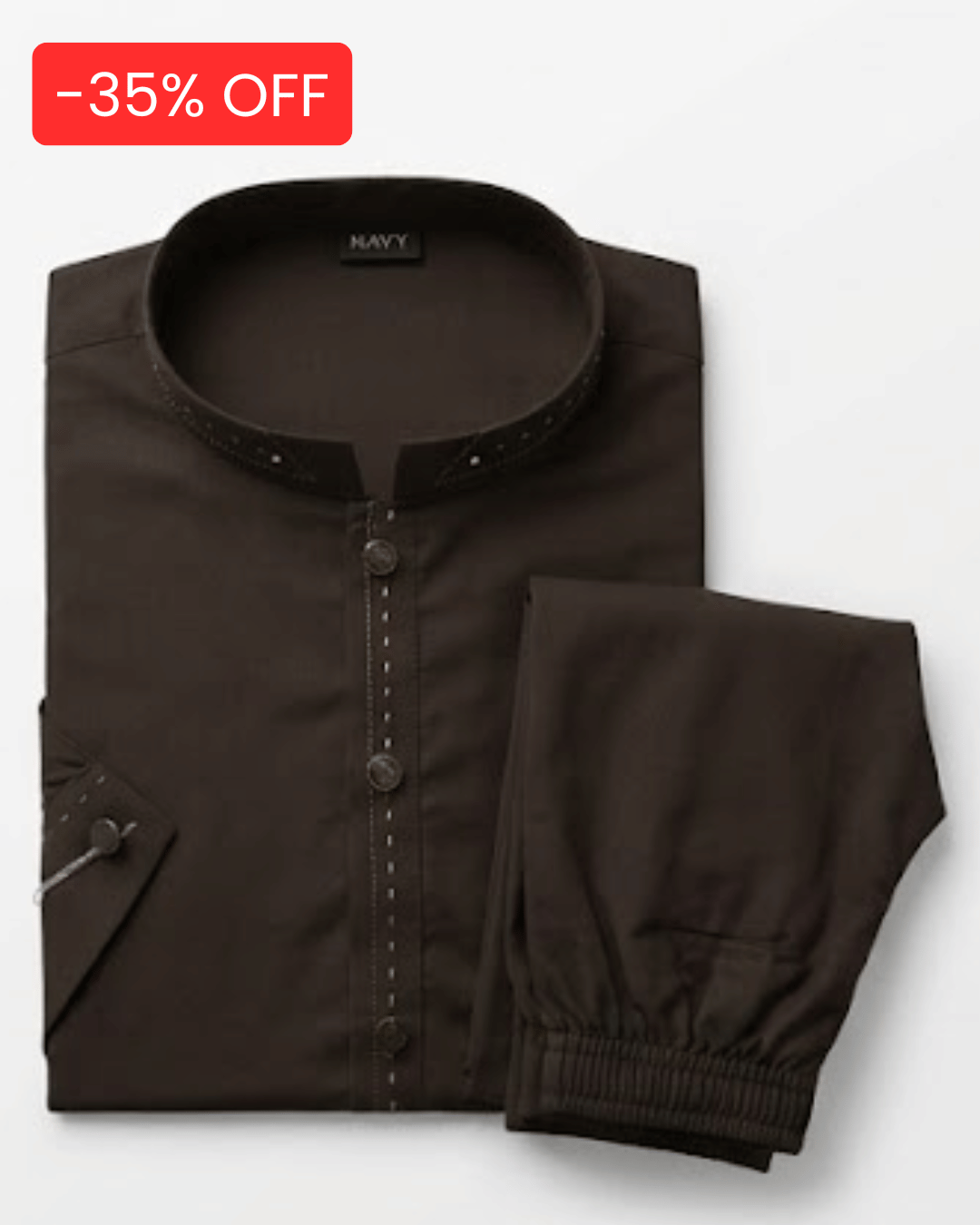 boys dark brown boski kurta trouser set for kids
