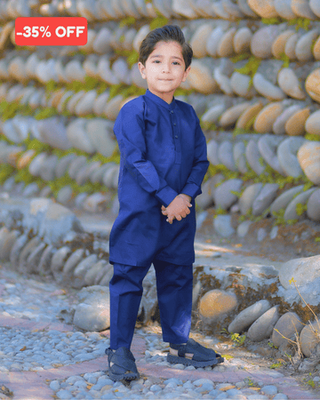 Boys Royal Navy Cotton Kurta Trouser