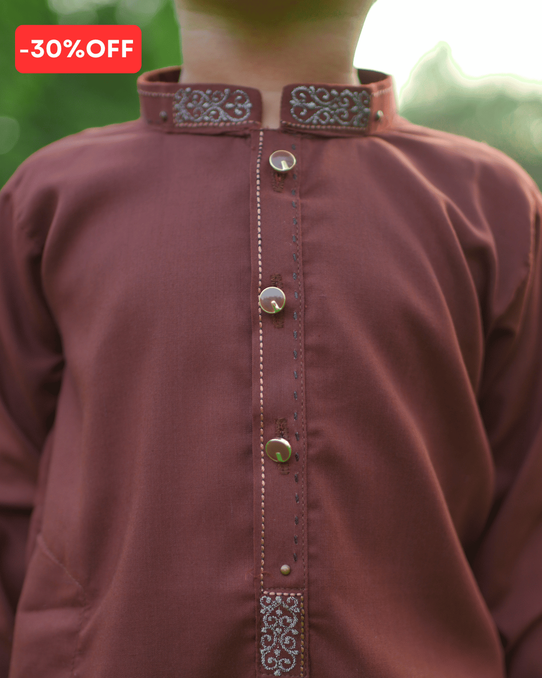 Royal Rust Zari Kurta Pajama –Wash & Wear with Zari Crystal Work