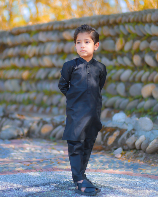 Royal Black Cotton Shalwar Kameez
