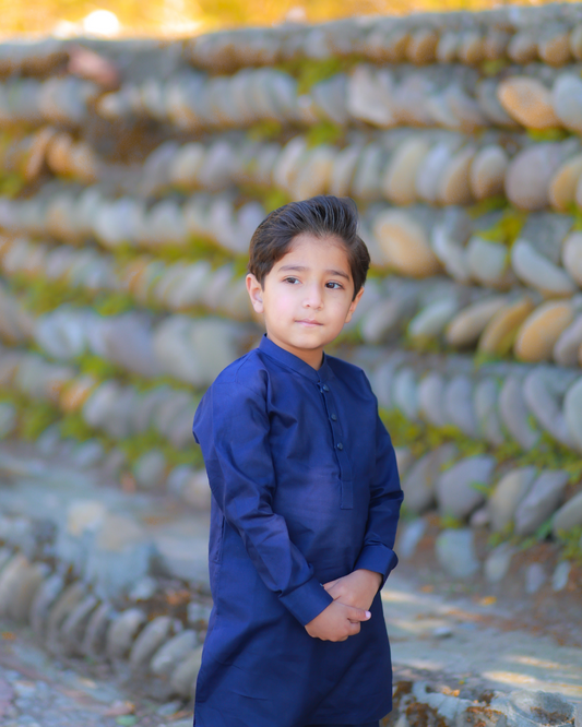 Classic Navy Blue Cotton Shalwar Kameez