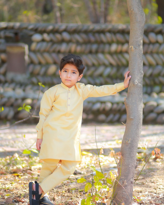 Graceful Lemon Cotton Shalwar Kameez