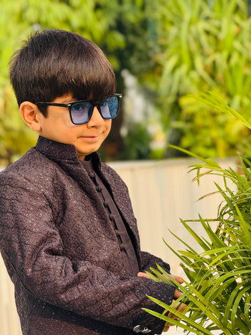 Gown style Black Embroidered Prince Coat (Copy)