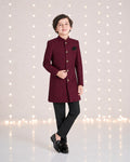 Boys maroon embroidered sherwani with black trouser - front view